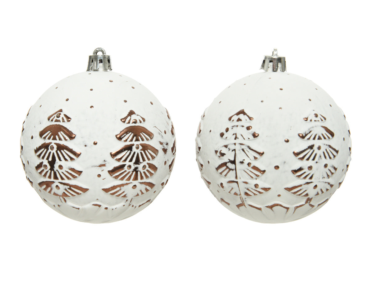 Bola de navidad de invierno blanco de plástico vintage de 8cm