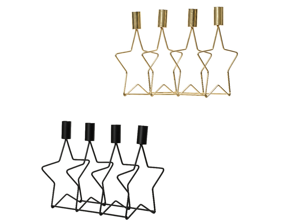 Candelabro de 4 estrellas de hierro 19.7cm