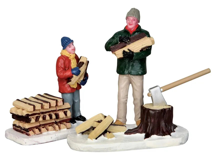 Village Collection Stocking Firewood, set of 2 LEMAX®