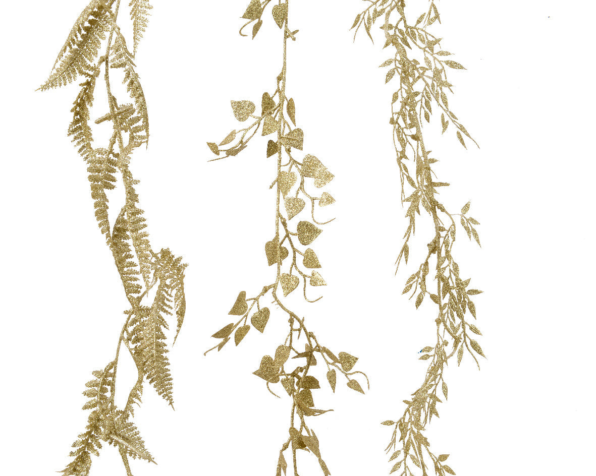 Guirnalda Floral de Navidad de hojas doradas de 180cm