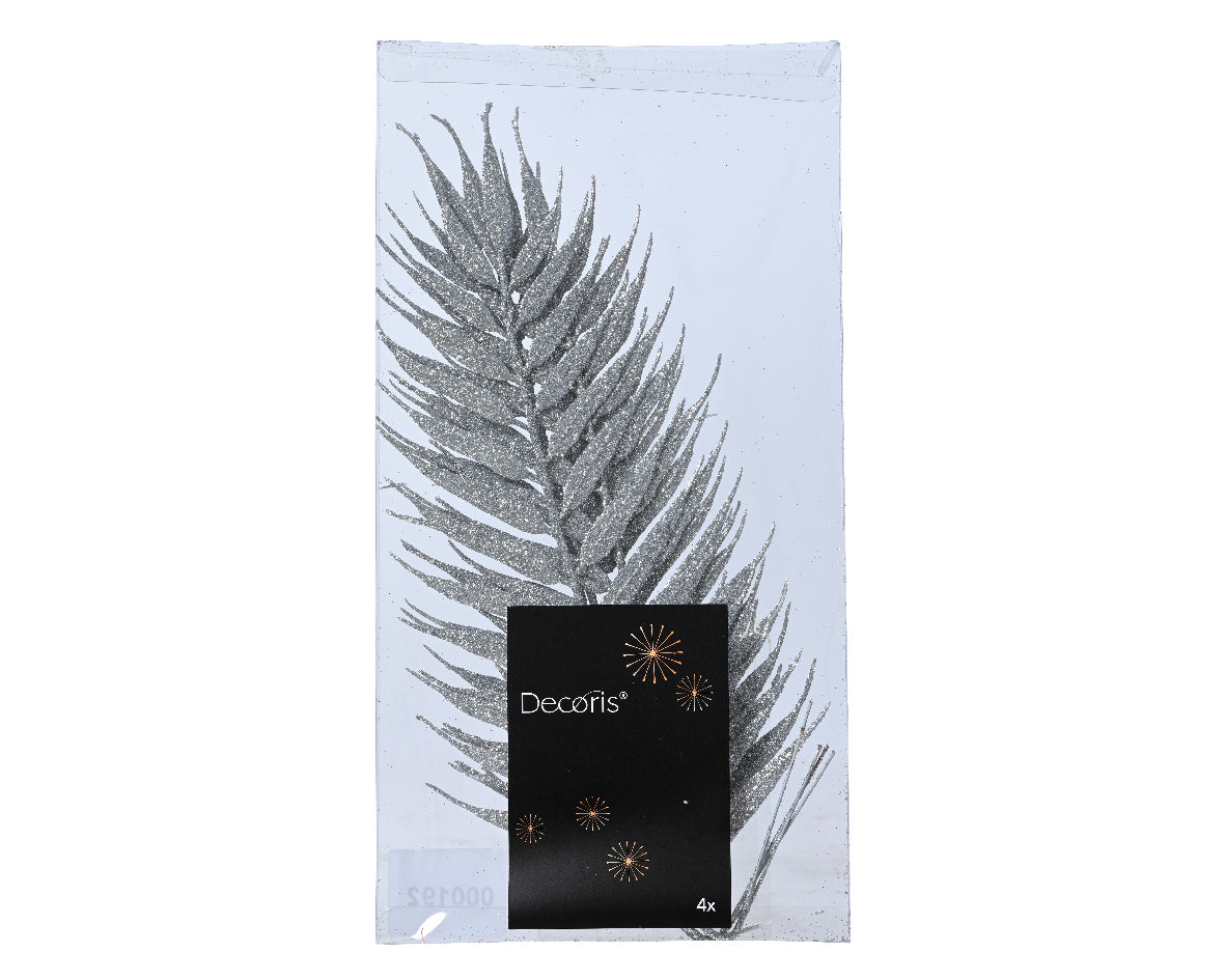Hoja de árbol de plástico plateada en estilo candy de 42cm
