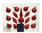 Pack de 16 Minibolas de Navidad rojas de cristaln13 cm