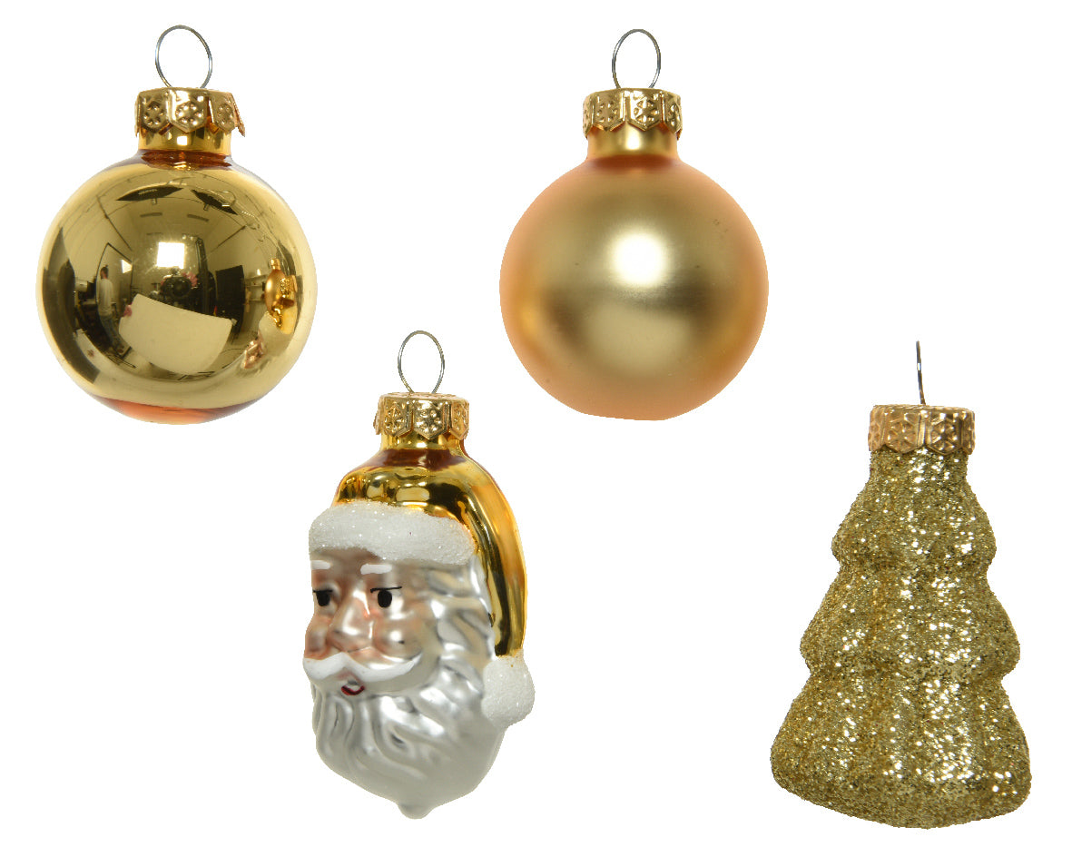 Minibolas de adornos navideños dorados de cristal