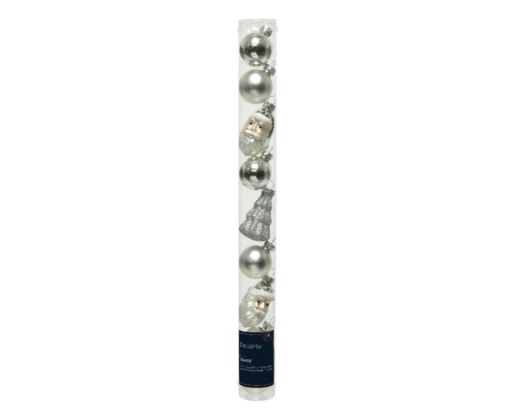 Pack de Minibolas de Navidad plateadas de cristal de 6cm