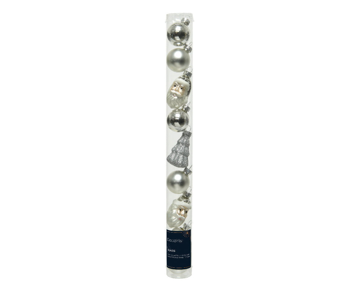 Pack de Minibolas de Navidad plateadas de cristal de 6cm