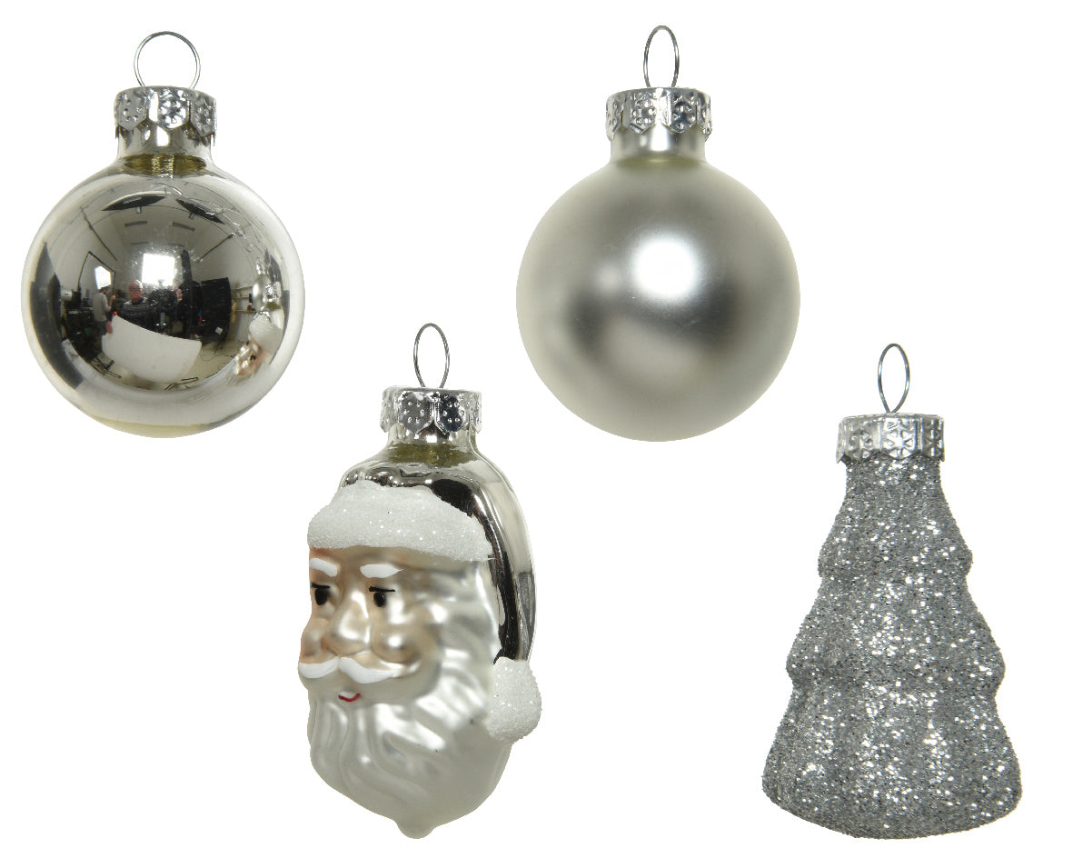 Pack de Minibolas de Navidad plateadas de cristal de 6cm