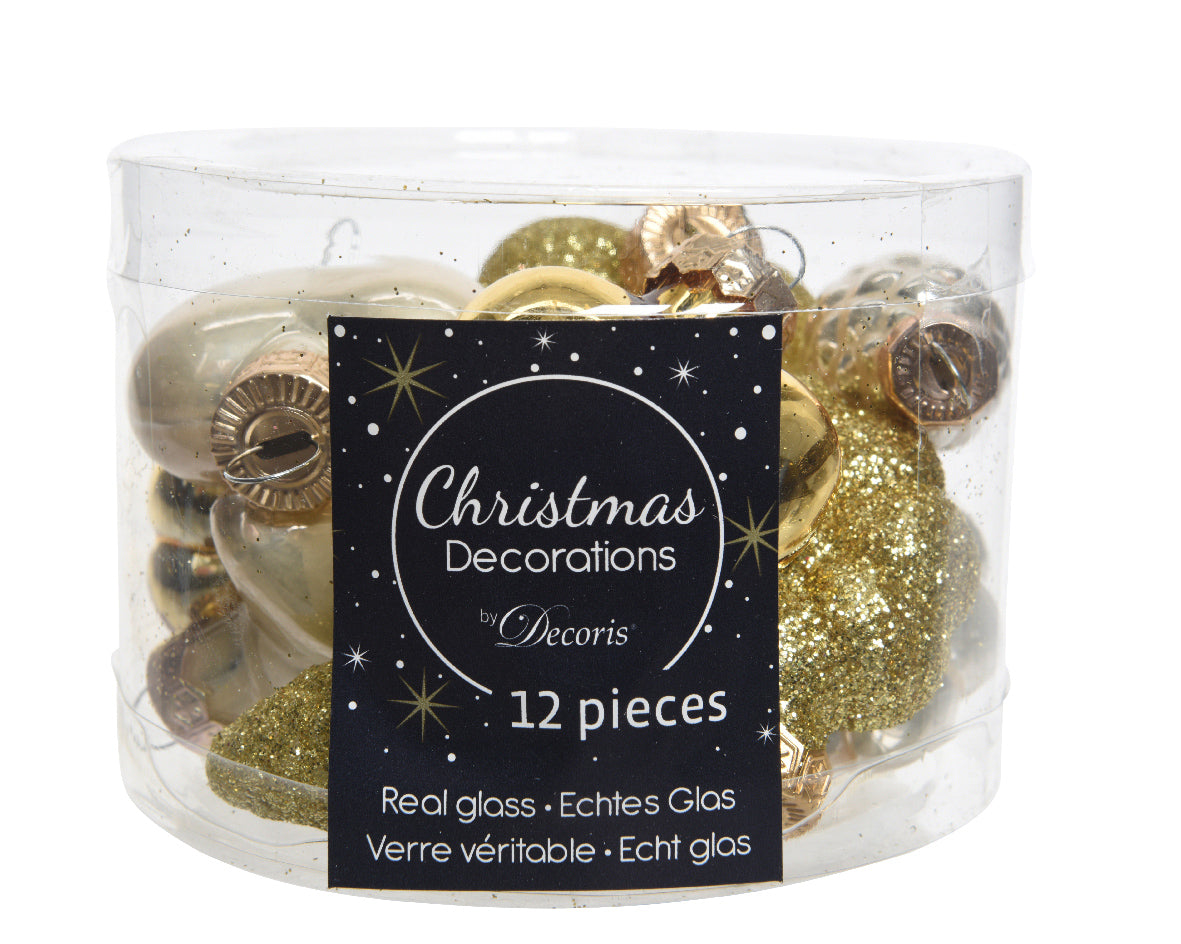 Pack de Minibolas de adornos de navideños perla dorado de cristal 4 cm