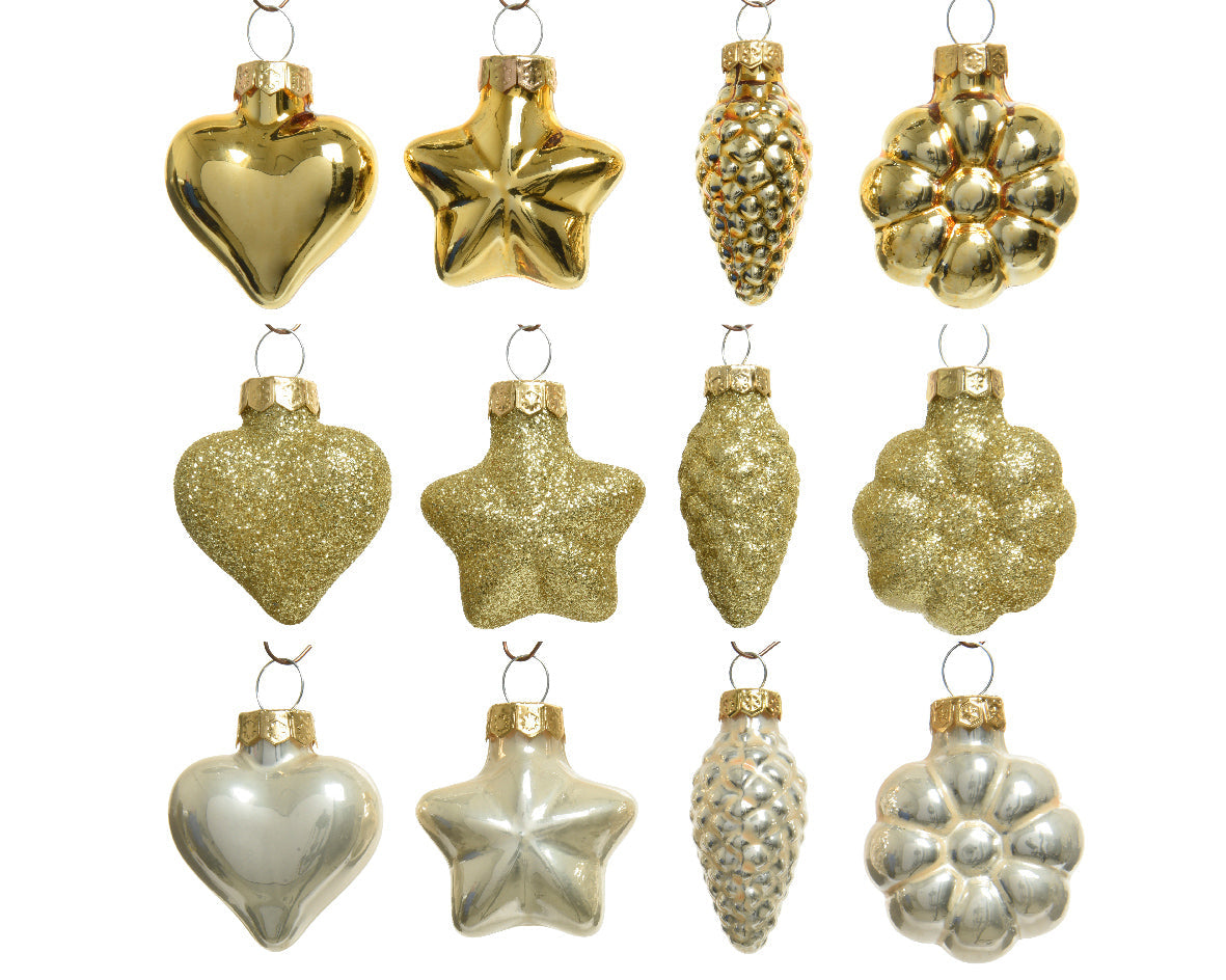 Pack de Minibolas de adornos de navideños perla dorado de cristal 4 cm