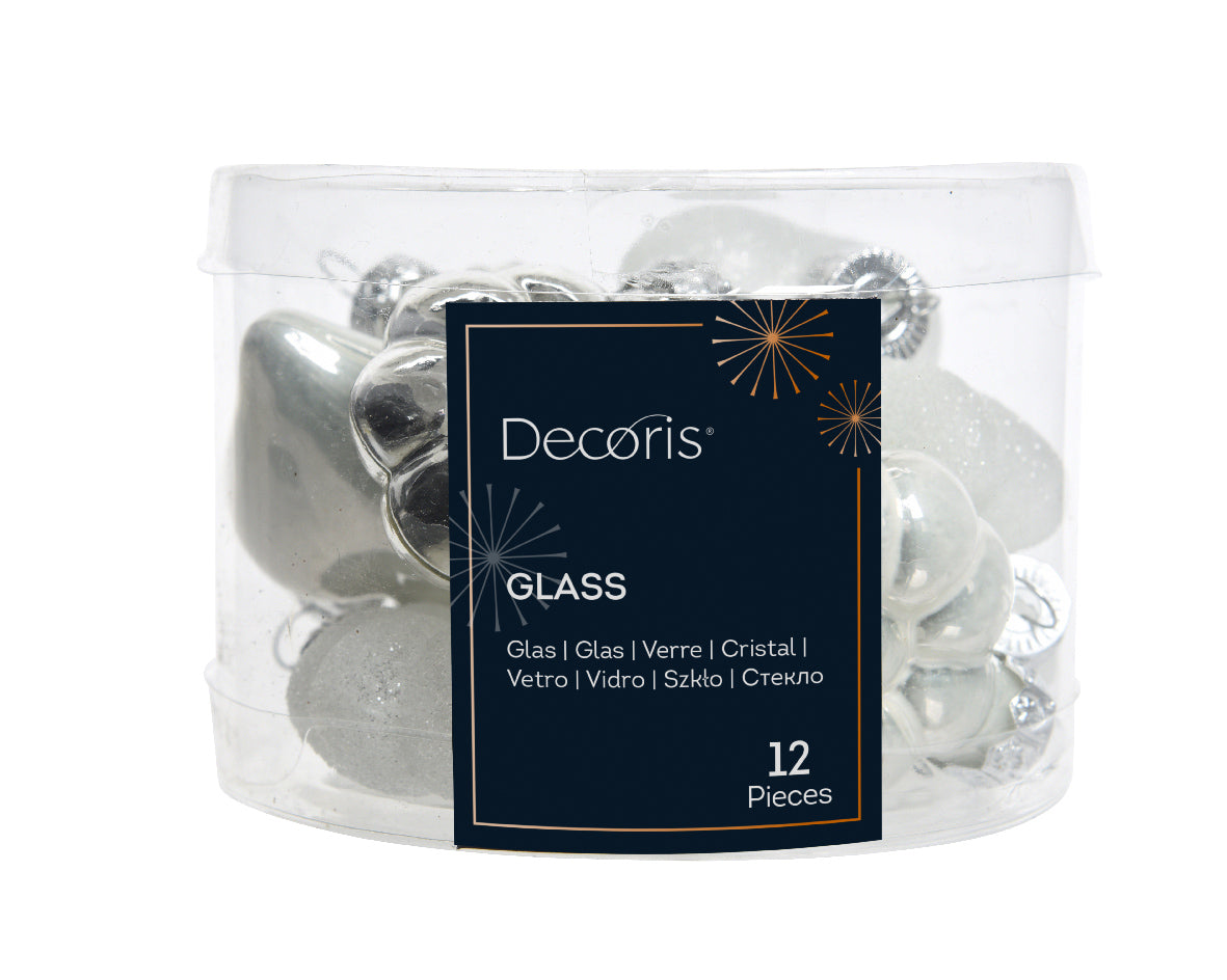 Pack de Minibolas de adornos de cristal de color blanco de 4cm