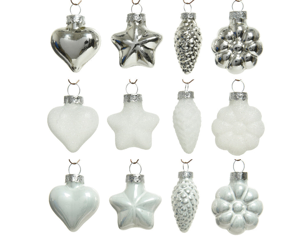 Pack de Minibolas de adornos de cristal de color blanco de 4cm