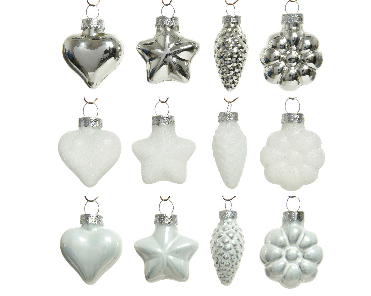 Pack de Minibolas de adornos de cristal de color blanco de 4cm