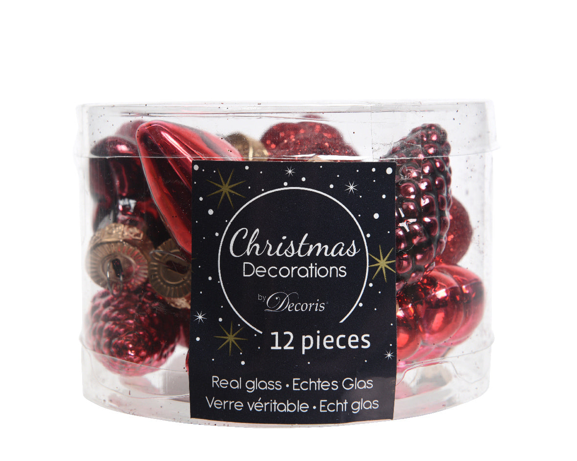 Pack de Minibolas de Navidad rojas de cristal 4 cm