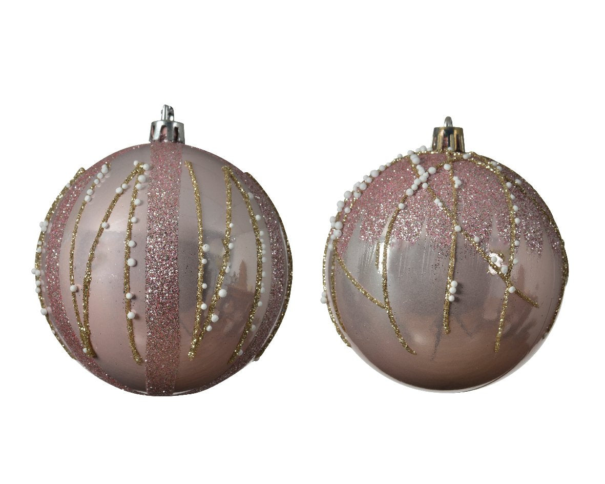 Bola navideña de plástico rosa dia8.00cm