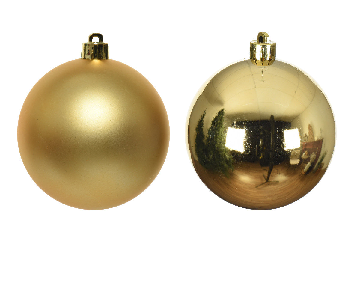 4x Bolas de Navidad lisas doradas de plástico de 10cm