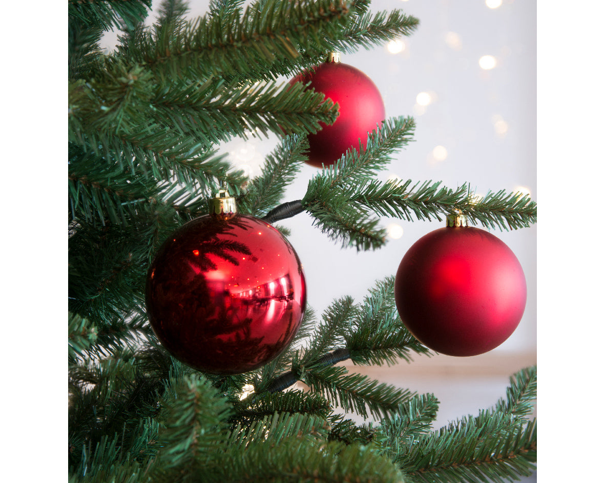 4x Bola lisa de navidad roja dia 10cm