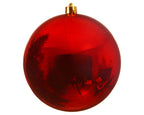 1x Bola de navidad lisa en rojo de plástico de 14cm