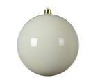 Bola de Navidad blanca de plástico con gorro dorado de 14cm