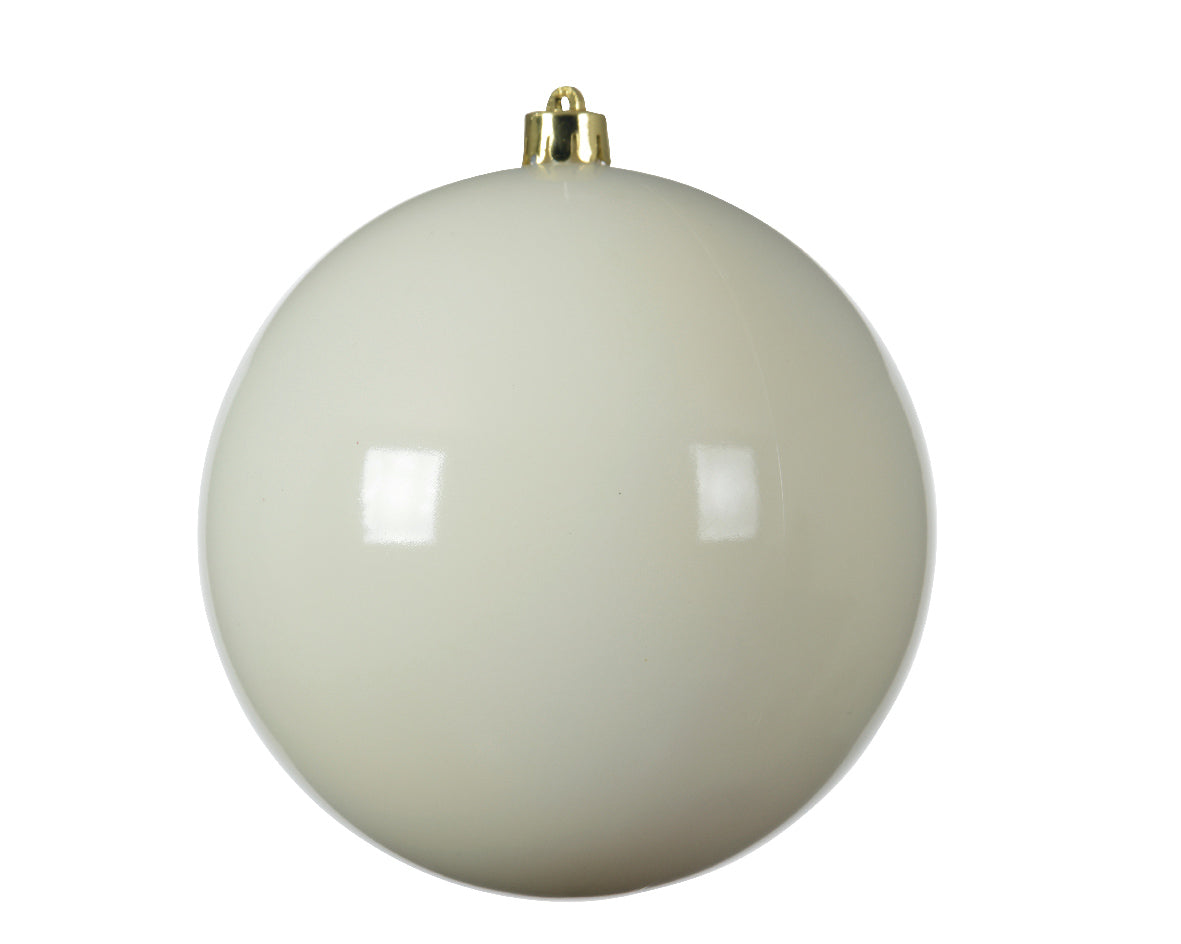 Bola de Navidad blanca de plástico con gorro dorado de 14cm