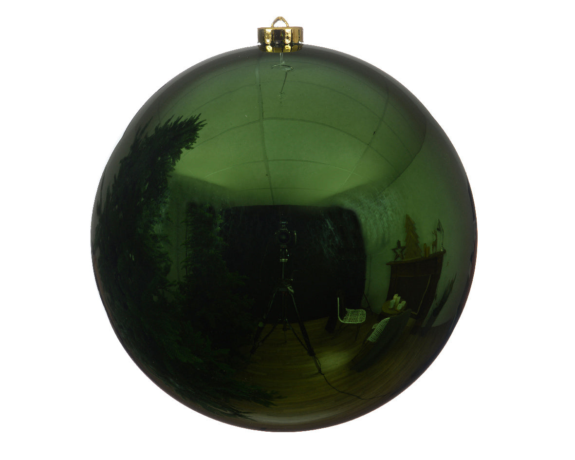 1x Bola de Navidad lisa verde oscuro de plástico de 14cm