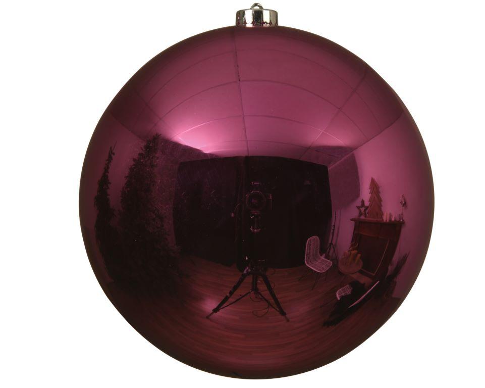 1x Bola Navidad lisa rosa oscuro de plástico de 14cm