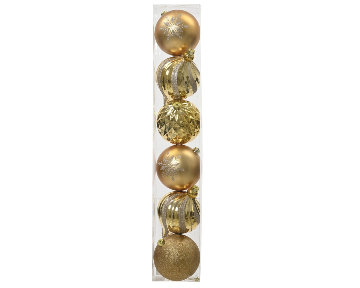 022566-Adornos de plásticos de poliestireno color oro claro 15 cm-navidad-envio-canarias