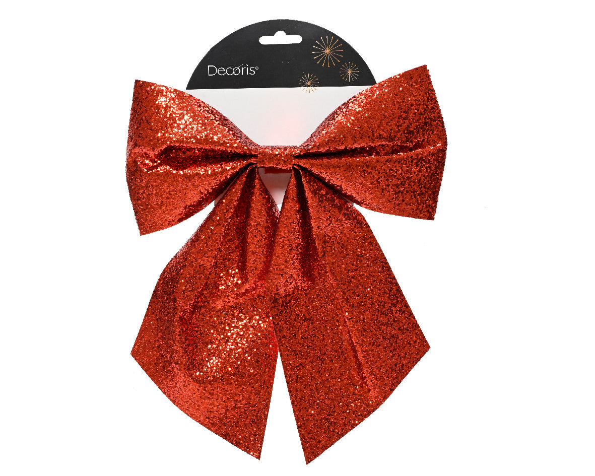 Lazo de navidad rojo en el clip 20cm