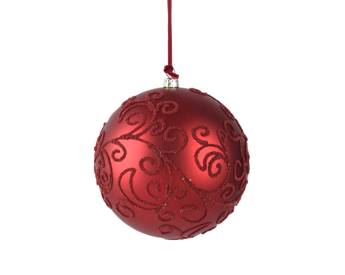 024855-Adorno navideño de plástico color burdeos 12 cm-navidad-envio-canarias