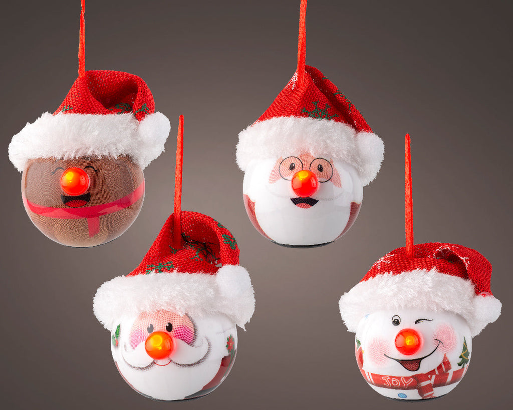 Ornamento de navidad LED Santa de 8cm