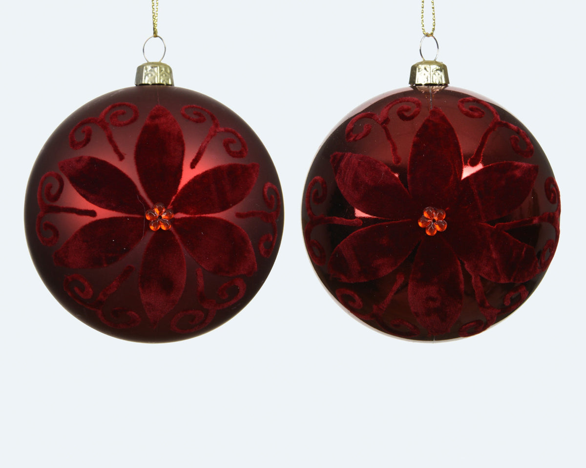 026271-Adorno de plástico color burdeos 8 cm-navidad-envio-canarias