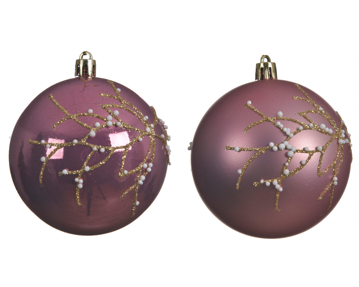 Bola de navidad rosa de terciopelo de 8cm