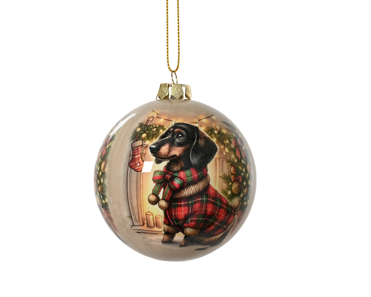 027187-Adorno de espuma de poliestireno redondo con diseño de perro 8 cm-navidad-envio-canarias
