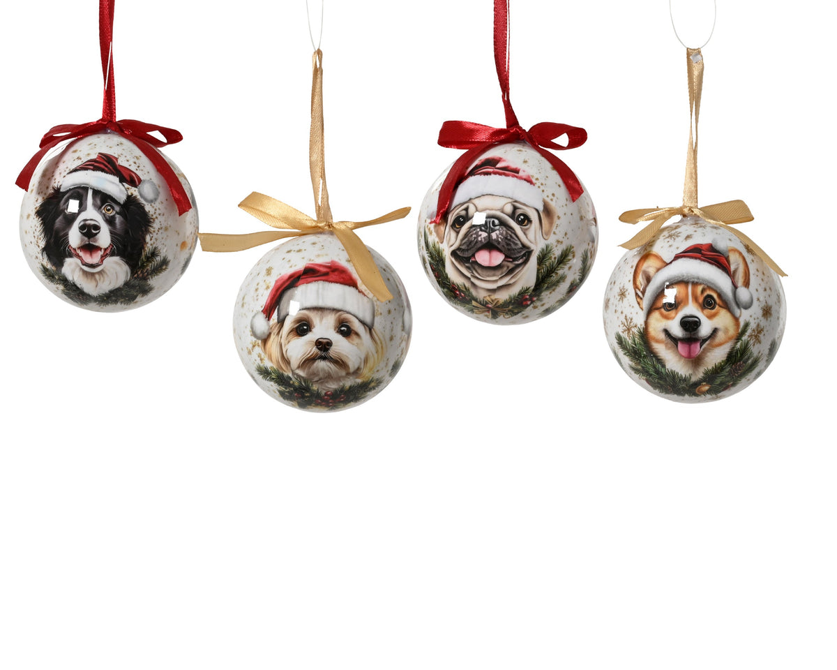 027189-Adorno navideño de papel blanco con diseño de perro 8 cm-navidad-envio-canarias