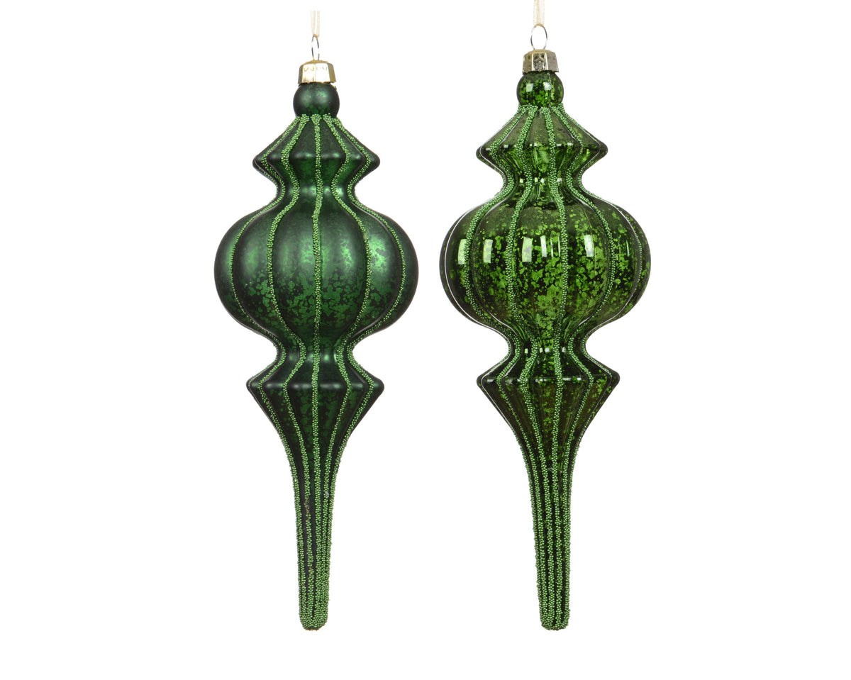 027212-Adorno de plástico con remate verde pino-navidad-envio-canarias