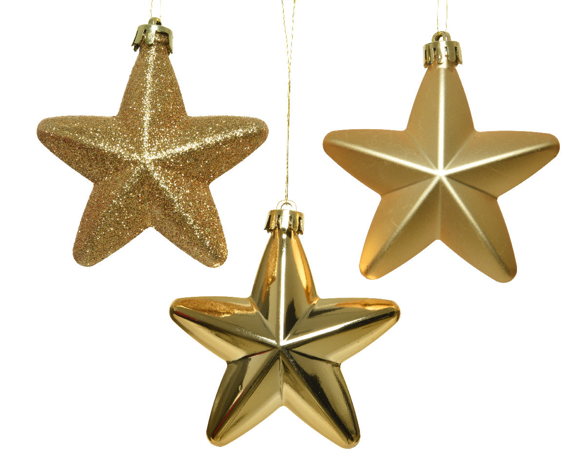Pack de Minibolas Estrella doradas de plástico doradas 8cm