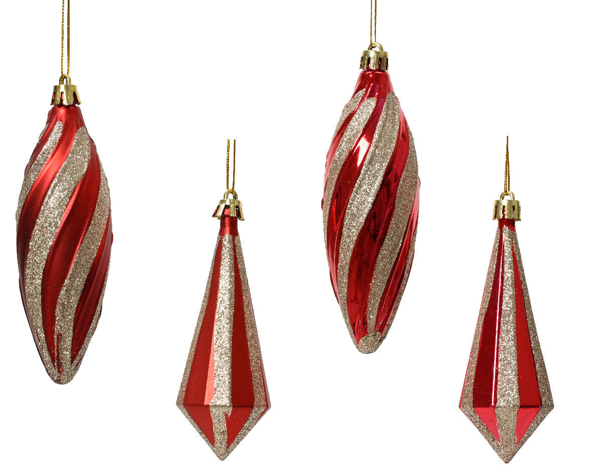 Adornos navideños en Formas rojo plástico Alto 13.5cmDiámetro 4cm