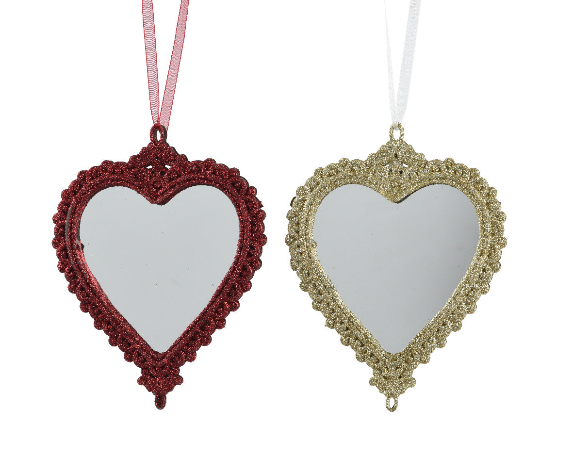Ornamento de Navidad de Espejos de Corazón de 11cm