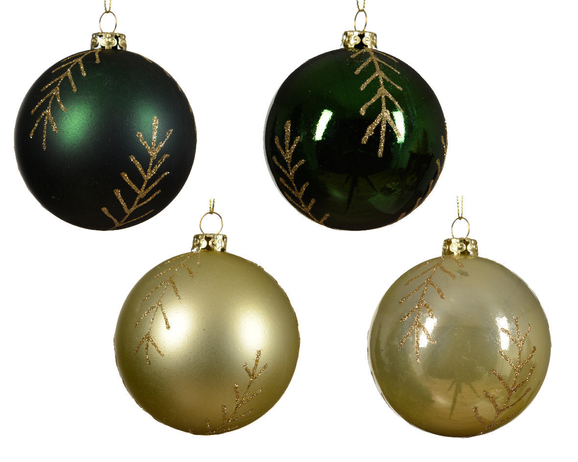Bolas varios plástico Diámetro 8cm color vede y dorado plástico