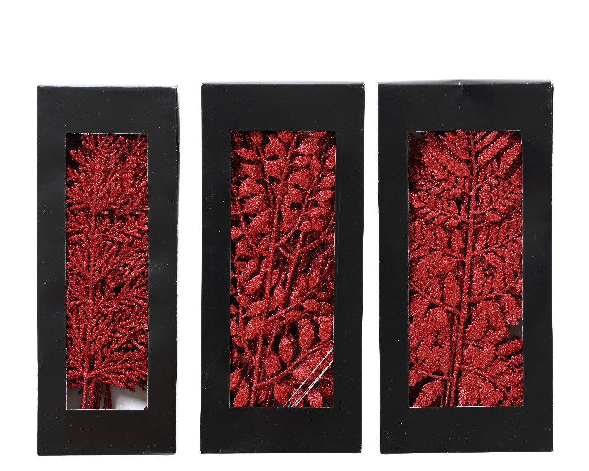 Hojas florales de navidad rojas 32cm