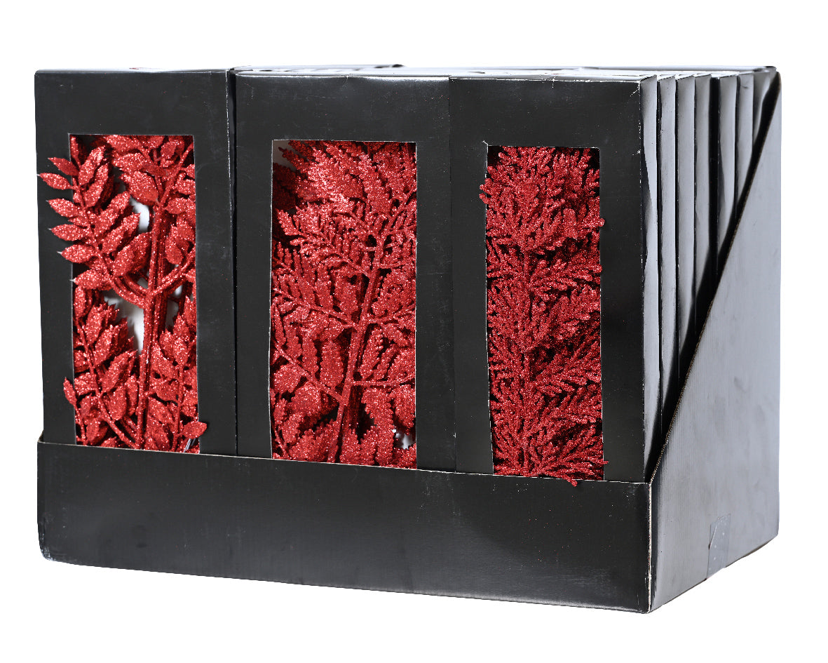 Hojas florales de navidad rojas 32cm