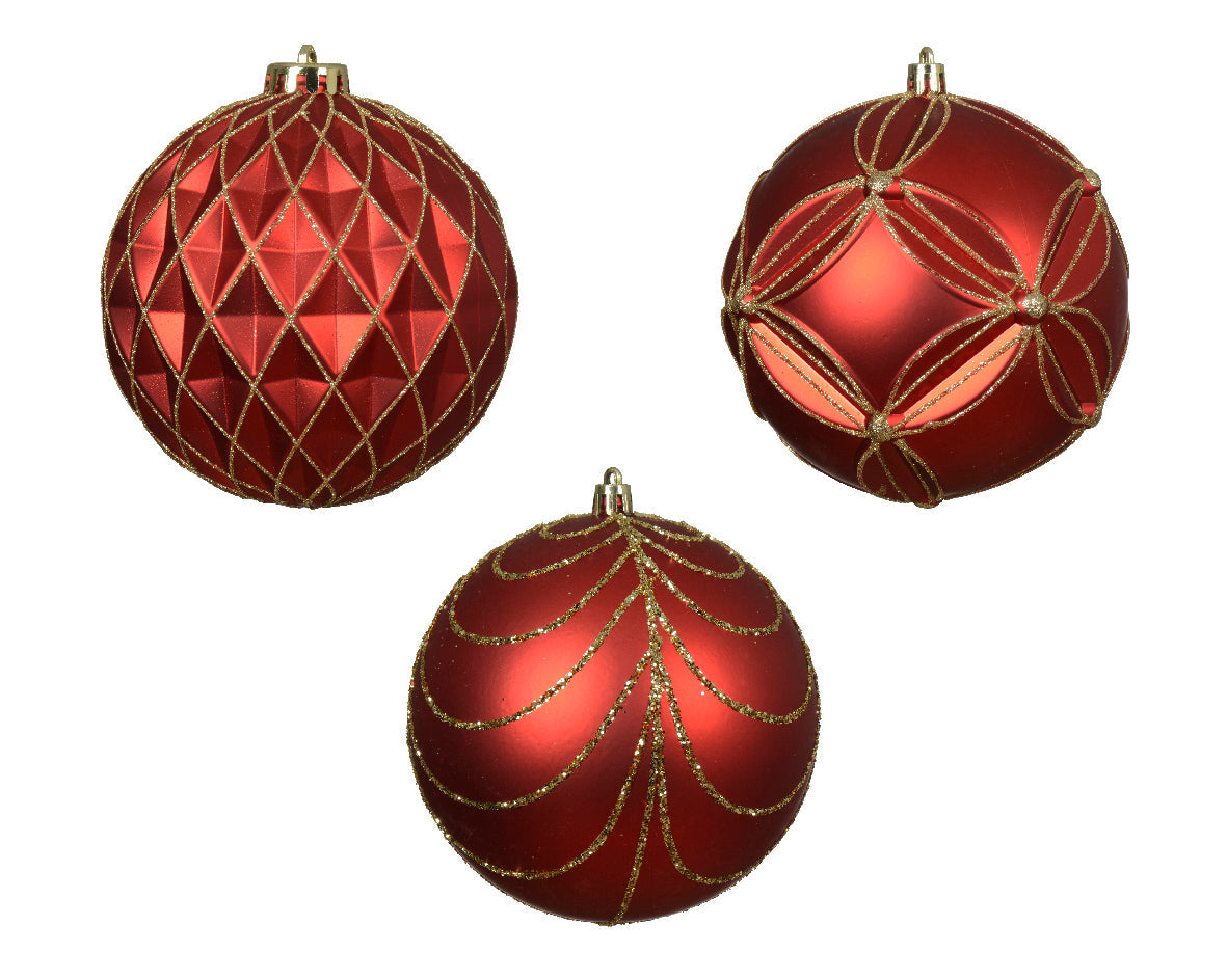 Bola de Navidad roja grandebasicos de dia12cm