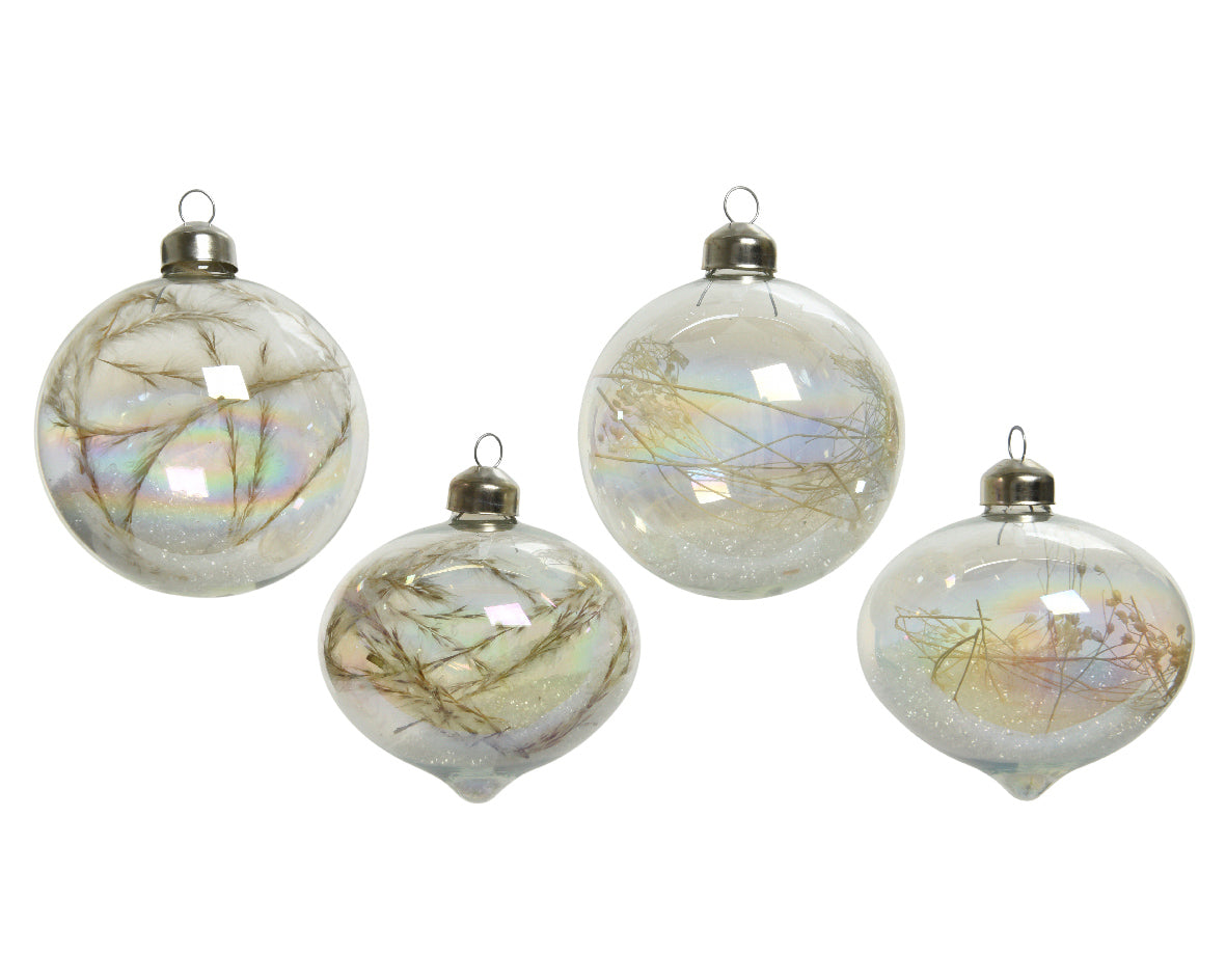 Bola de navidad de cristal flores secas