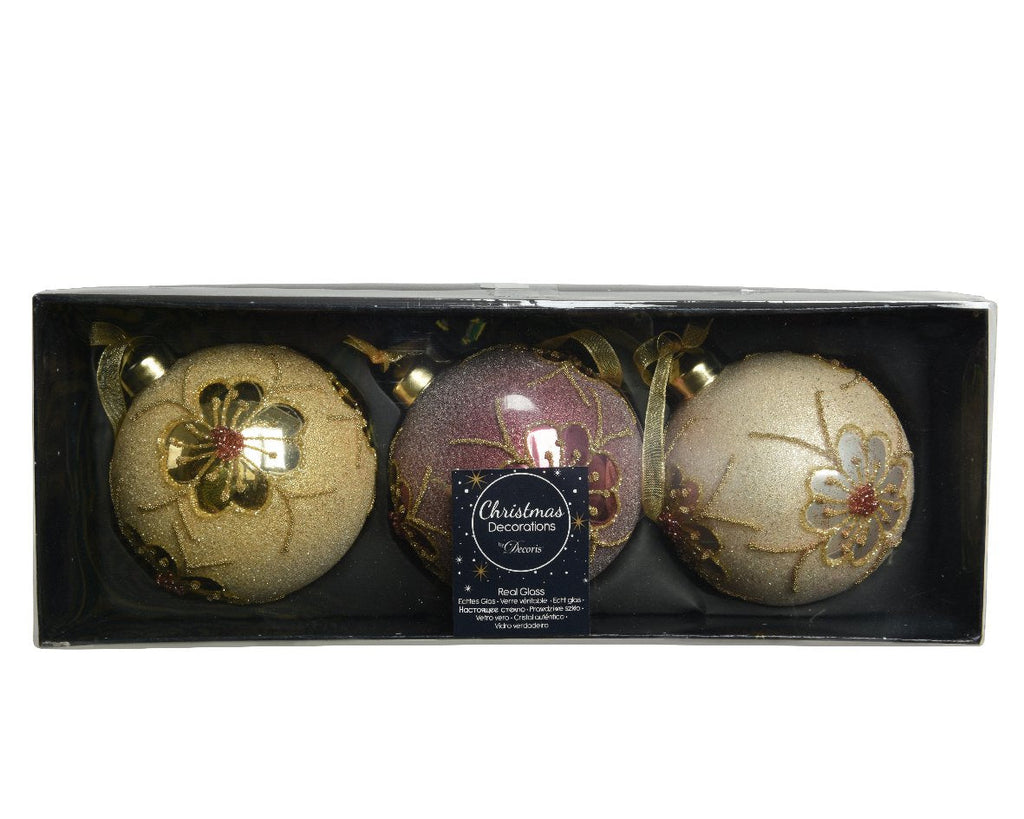 Bola navideña de cristal tonos dorado y rojo dia8.00cm