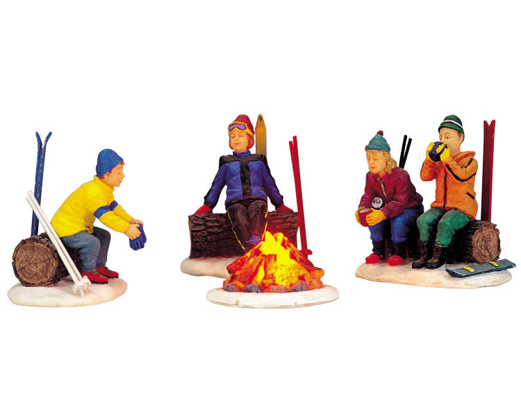 Fogata En Campamento De Esquiadores, Set De 4, B/o (4.5v)