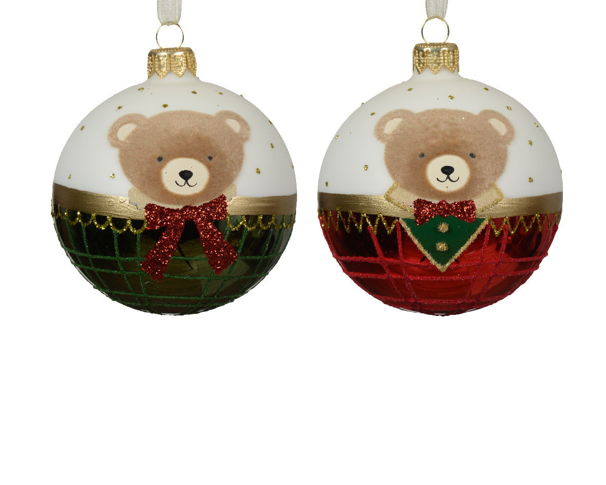 Bola de navidad de plástico con ilustración de oso