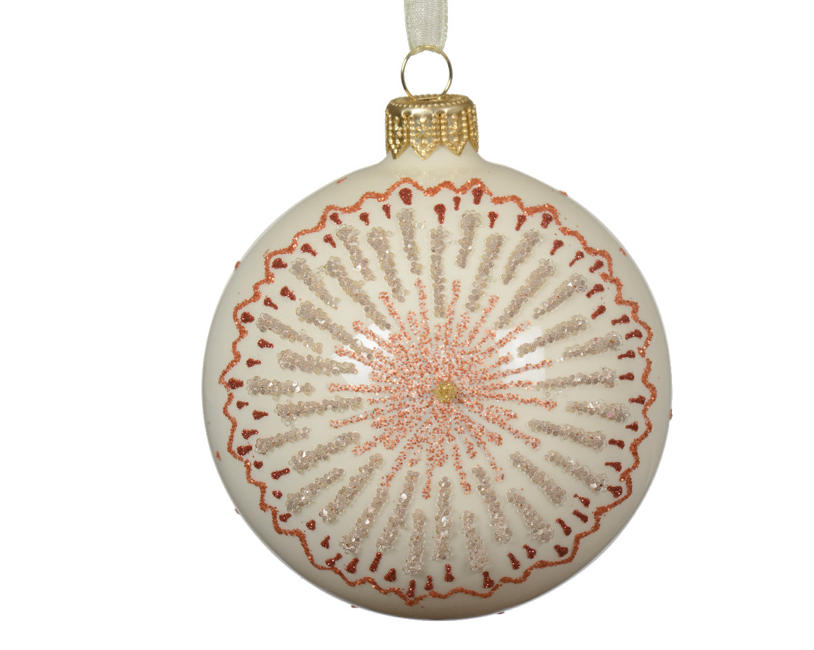 Bola de Navidad blanca de cristal con adornos