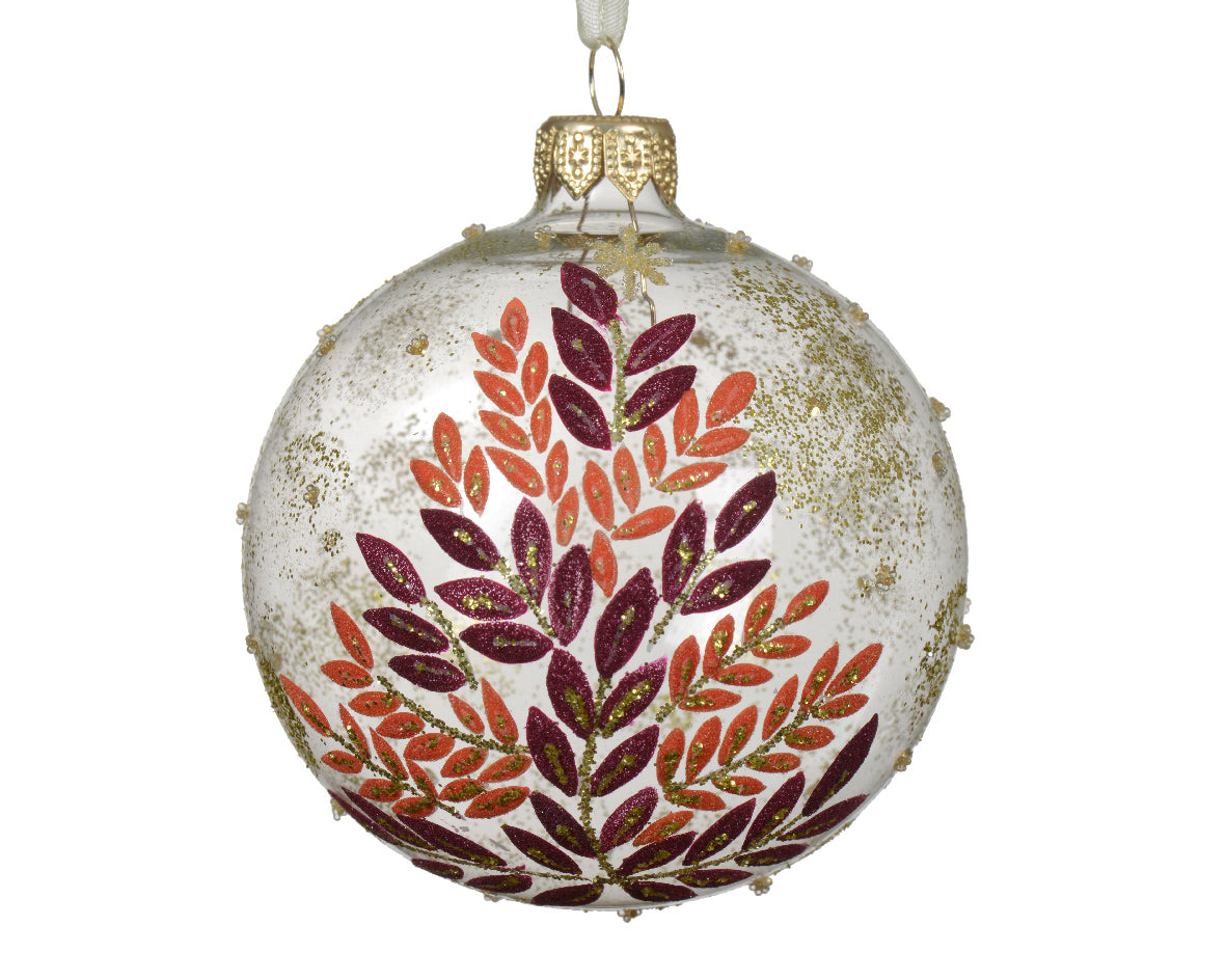 Bola de navidad cristal con adornos florales