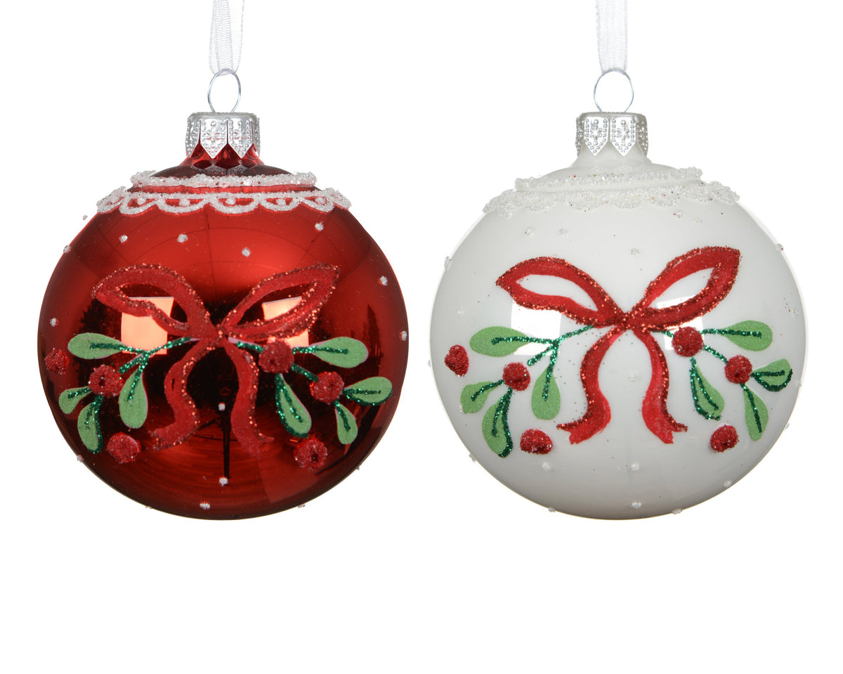 053652-bola de Navidad de Navidad de cristal decorada con lazo 8 cm-navidad-envio-canarias