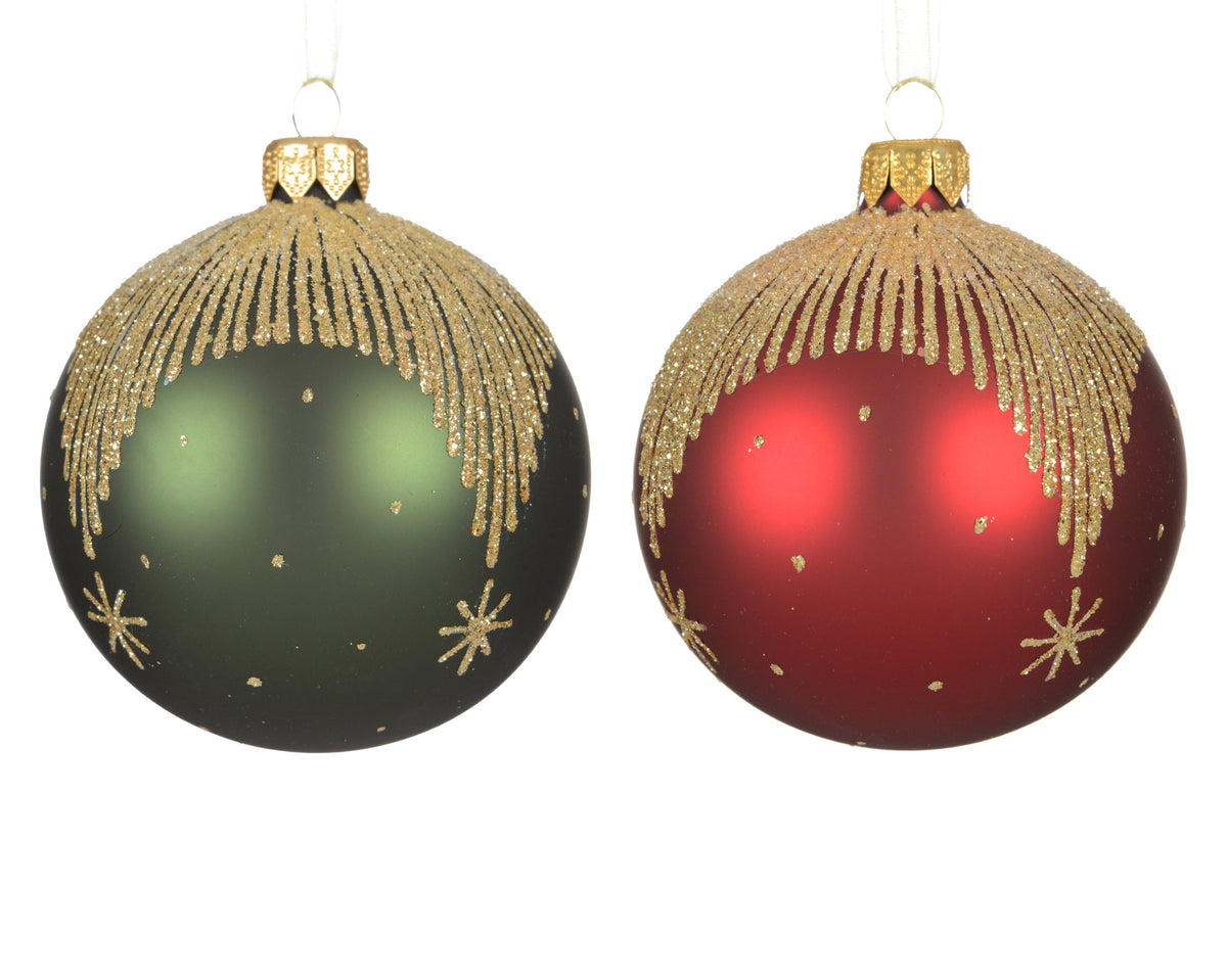 053674-Adorno redondo de cristal  dorado 8 cm-navidad-envio-canarias