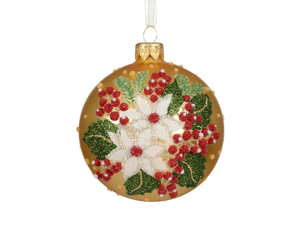 053693-bola de Navidad de Navidad de cristal decorada  oro claro 8 cm-navidad-envio-canarias