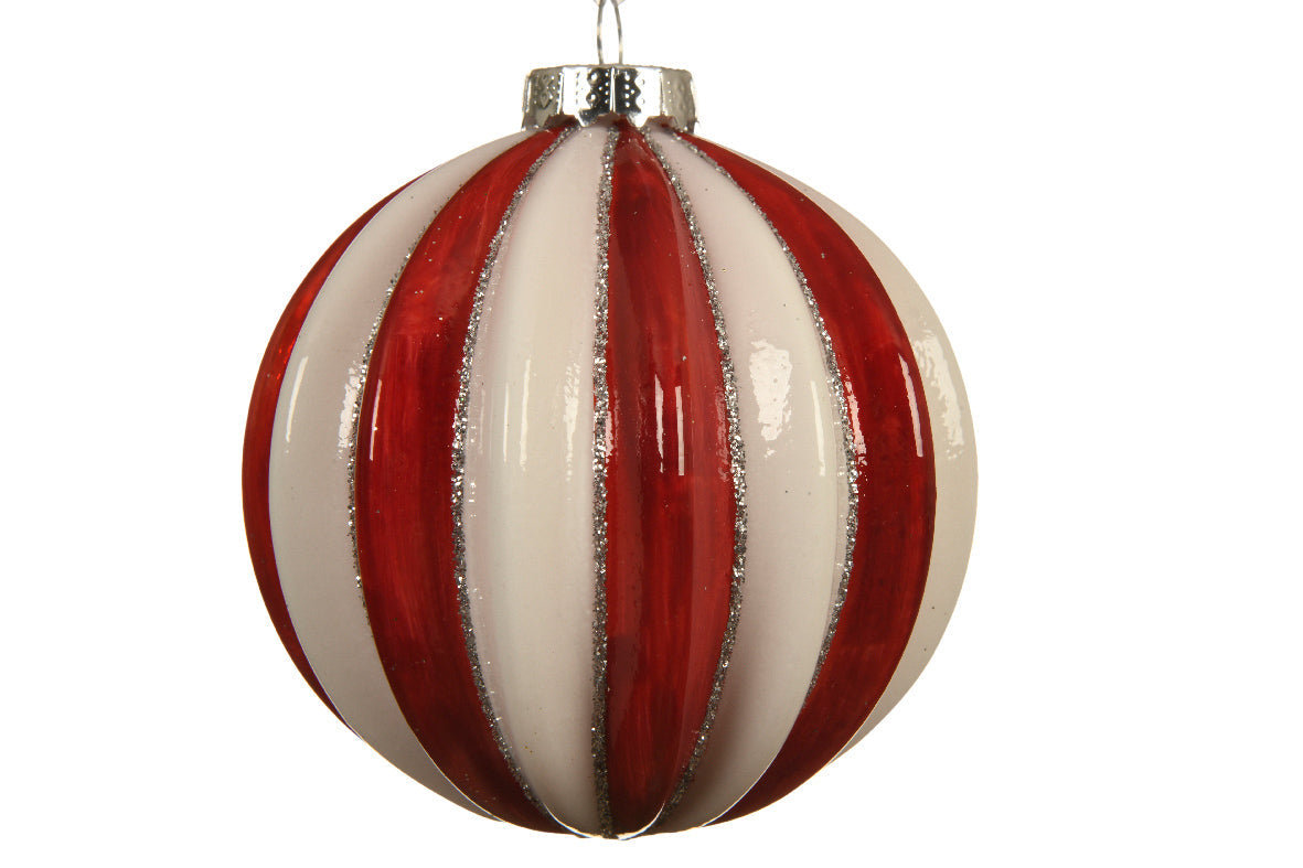 Bola de navidad de cristal rojo y blanco
